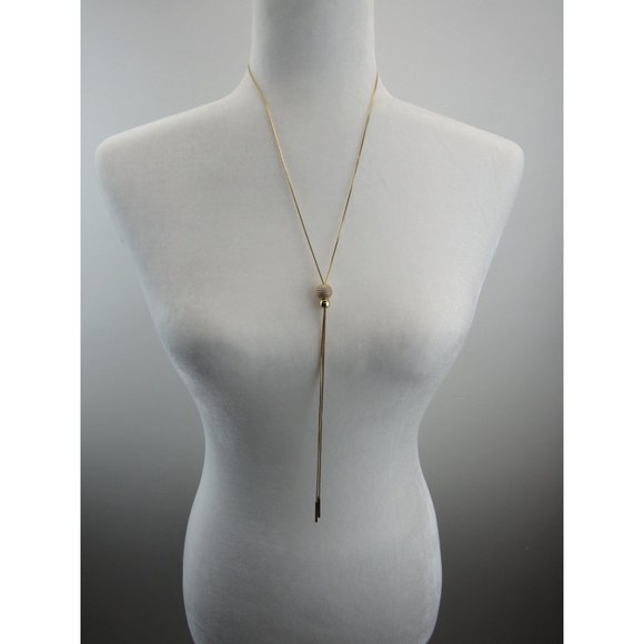 EXPRESS LONG ADJUSTABLE DIAMOND BALL NECKLACE. - Picture 2 of 6